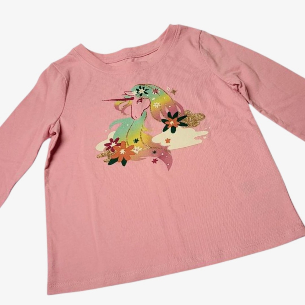Cat & Jack Pink Long Sleeve Tee with Unicorn Design